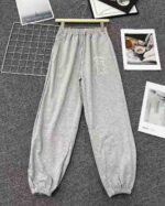 Bulk Clearance Unisex Casual Grey Cotton Terry Sweatpants Men's Versatile Cuffed Sports Joggers - Image 6