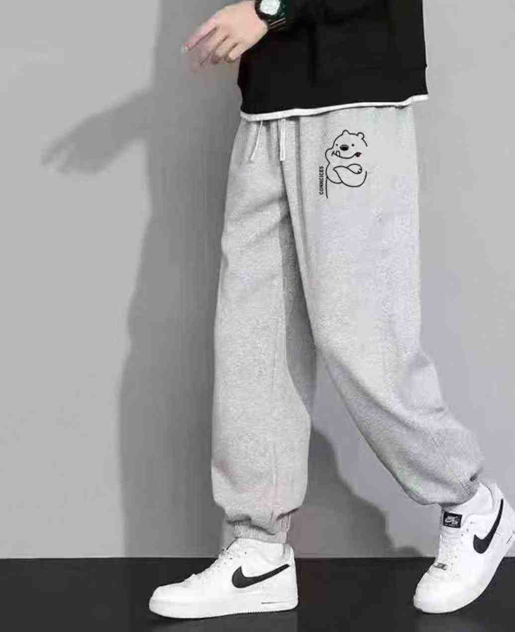 Bulk Clearance Unisex Casual Grey Cotton Terry Sweatpants Men's Versatile Cuffed Sports Joggers - Image 2
