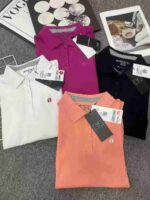 High Quality Branded Cotton Women's Embroidered Long Sleeve Collared Polo T-Shirts Bulk Stock Wholesale - Image 4