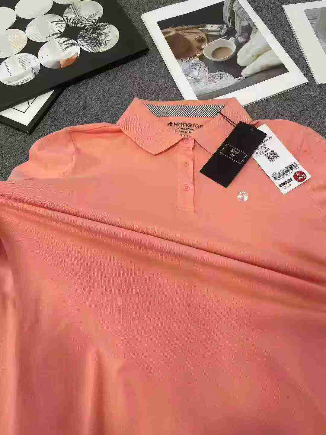 High Quality Branded Cotton Women's Embroidered Long Sleeve Collared Polo T-Shirts Bulk Stock Wholesale - Image 2