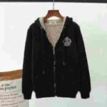 Clearance Bulk Wholesale Unisex Winter Cotton Embroidered Zipper Sherpa Fleece Zip-up Hoodie Jacket - Image 1