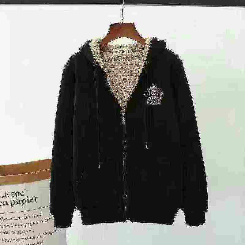 Clearance Bulk Wholesale Unisex Winter Cotton Embroidered Zipper Sherpa Fleece Zip-up Hoodie Jacket - Image 1