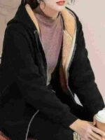 Clearance Bulk Wholesale Unisex Winter Cotton Embroidered Zipper Sherpa Fleece Zip-up Hoodie Jacket - Image 5