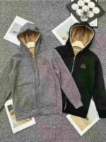 Clearance Bulk Wholesale Unisex Winter Cotton Embroidered Zipper Sherpa Fleece Zip-up Hoodie Jacket - Image 4