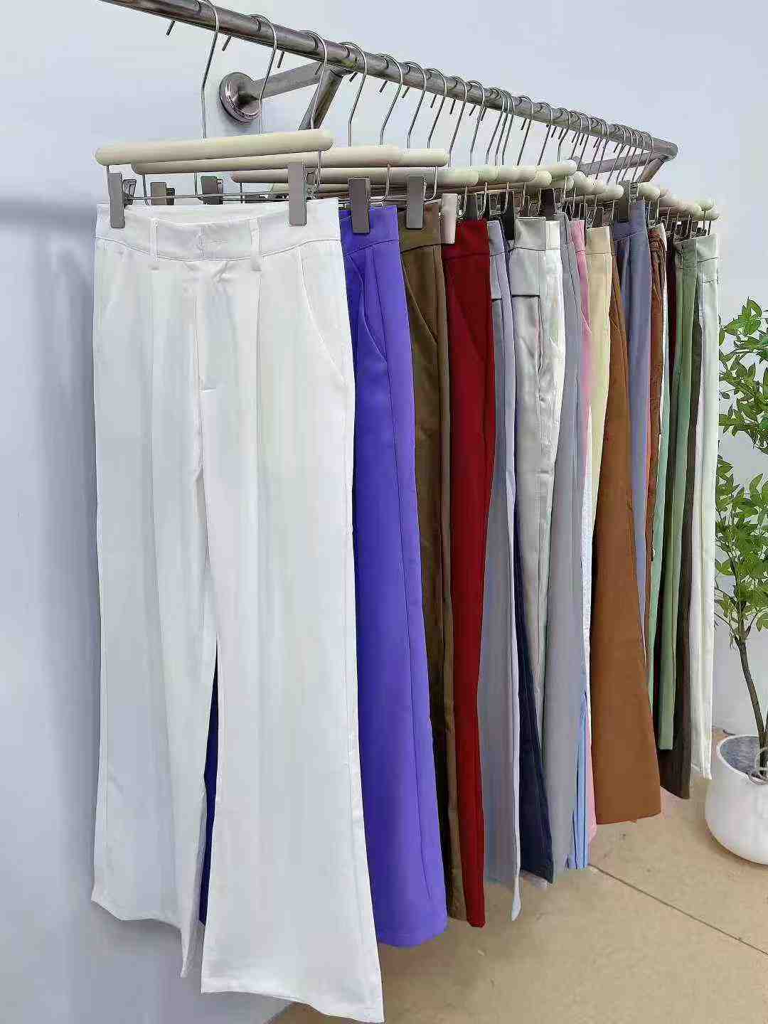 Dopamine Colors High Quality Women's Wide Leg Suit Pants Bulk Chinese Stock Lot For Wholesale - Image 1