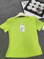 Summer Green Slim Fit 2-Piece Sport Set U-Neck Short Sleeve Top Casual Pants Bulk Stock Wholesale - Image 4