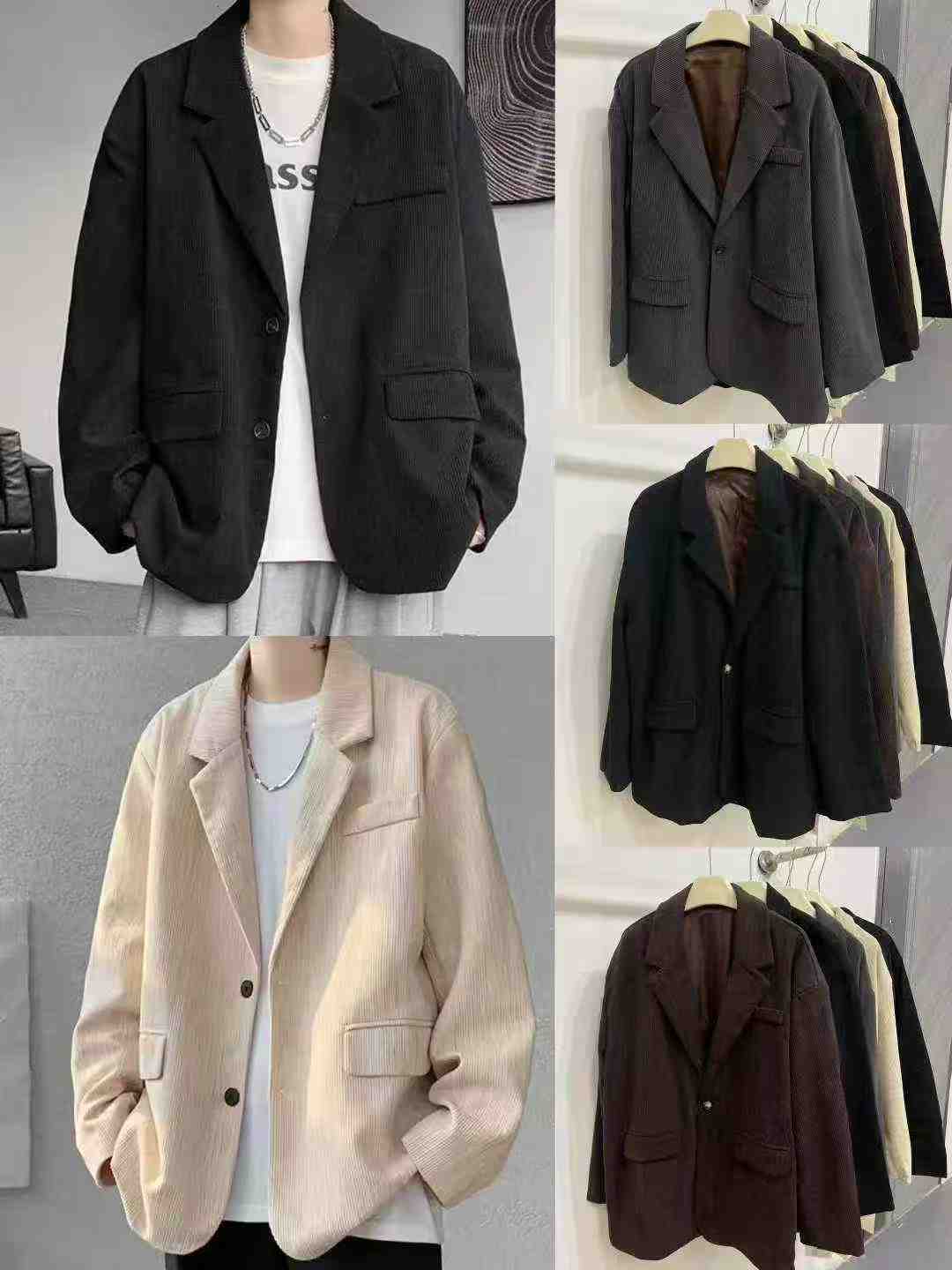 Men's Casual Corduroy Blazer Jacket, 3 Designs 3 Colors, Sizes M-5XL, Thick With Lining, Bulk Stock Lot Wholesale Export - Image 1