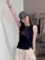 300 Pieces Bulk Clearance 100% Cotton Black Women's Tank Tops S-XL, Solid Versatile Summer Tops Wholesale Export - Image 7