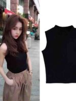 300 Pieces Bulk Clearance 100% Cotton Black Women's Tank Tops S-XL, Solid Versatile Summer Tops Wholesale Export - Image 6