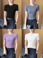 Bulk Clearance 1800 Pieces Pure Cotton High Stretch Short Sleeve T-Shirts Stock Wholesale For Export - Image 1