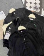 New Chinese Style Frog Button Velvet Tops & Dresses 4 Black Designs 80Pcs S-XXL Bulk Stock Wholesale Export - Image 2