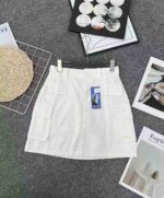 Bulk Clearance 130PCS High Waist Slimming White Denim Cargo A-line Mini Skirts For Wholesale Export - Image 7