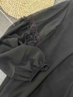 European Style Black V Neck Hollow Out Loose Half Sleeve Chiffon Lace Blouse Women Bulk Stock Wholesale Clearance - Image 3