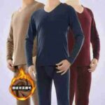 Clearance Bulk Men's Autumn Winter Double-sided Deron V-neck Thermal Underwear Sets - Image 1