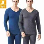 Clearance Bulk Men's Autumn Winter Double-sided Deron V-neck Thermal Underwear Sets - Image 8