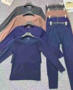 Clearance Bulk Men's Autumn Winter Double-sided Deron V-neck Thermal Underwear Sets - Image 6