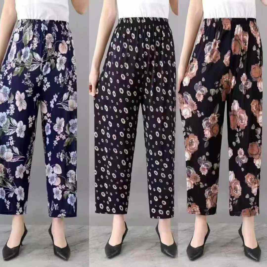 Bulk Clearance Ice Silk Elastic Waist Pants for Middle-Aged & Elderly Women, Chinese Clothing Stock Lots Wholesale Export - Image 2