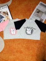 406 PCS 2025 Summer Women's American Retro Pink Patchwork Cropped Slim Fit Crew Neck T-Shirt - Image 6