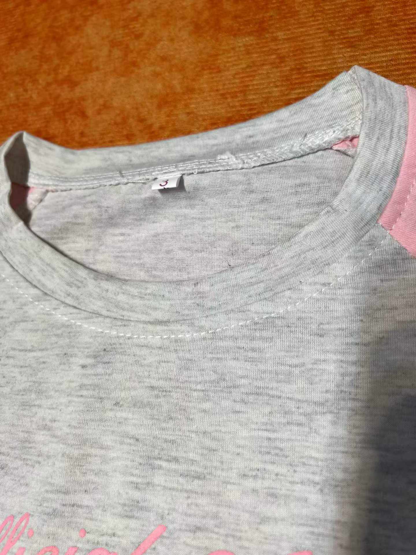 406 PCS 2025 Summer Women's American Retro Pink Patchwork Cropped Slim Fit Crew Neck T-Shirt - Image 2