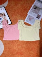 573 Pcs Pure Cotton Lace Trim Cropped Women's T-Shirts Summer Slim Fit Short Sleeve Crop Tops Bulk Wholesale - Image 6