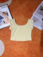 573 Pcs Pure Cotton Lace Trim Cropped Women's T-Shirts Summer Slim Fit Short Sleeve Crop Tops Bulk Wholesale - Image 5