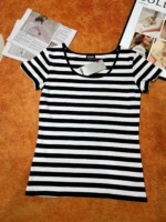 About 2300 Pcs Women's Summer Cotton Striped & Printed Short Sleeve T-Shirts Bulk Clearance Stock - Image 8