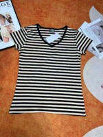 About 2300 Pcs Women's Summer Cotton Striped & Printed Short Sleeve T-Shirts Bulk Clearance Stock - Image 4