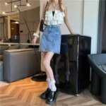 About 140 Pieces Women's Summer High Waist Split A-line Denim Mini Skirts Bulk Wholesale - Image 8