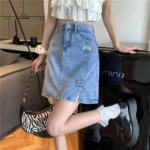 About 140 Pieces Women's Summer High Waist Split A-line Denim Mini Skirts Bulk Wholesale - Image 6