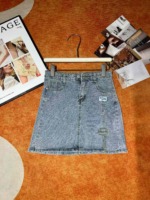 About 140 Pieces Women's Summer High Waist Split A-line Denim Mini Skirts Bulk Wholesale - Image 5