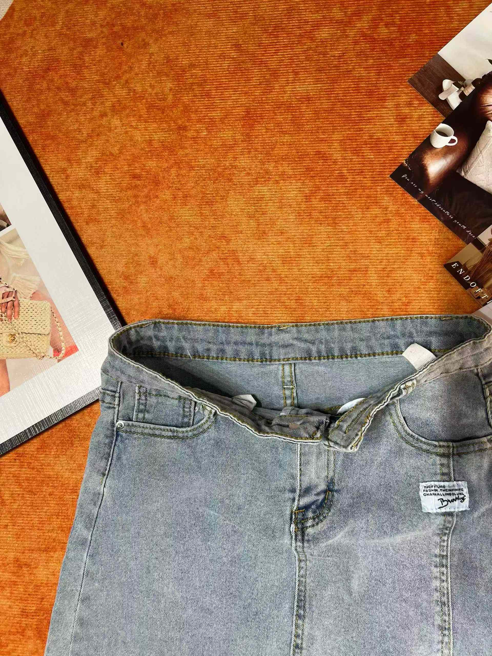 About 140 Pieces Women's Summer High Waist Split A-line Denim Mini Skirts Bulk Wholesale - Image 2