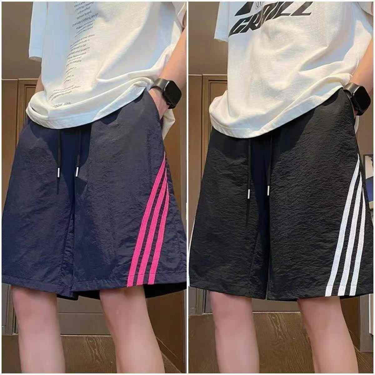 Unisex American Colorblock 3-Stripe Quick Dry 5-inch Casual Beach Shorts, About 800 Pcs Bulk Stock - Image 1