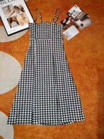 274 Pcs 2026 New Summer Slim Fit Plaid High Waist Slit Suspender Maxi Dress For Women - Image 2