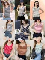 About 3700 Pieces Korean Style Cotton Striped Women's Summer Sleeveless Slim Fit Tank Top Stock Lot - Image 9