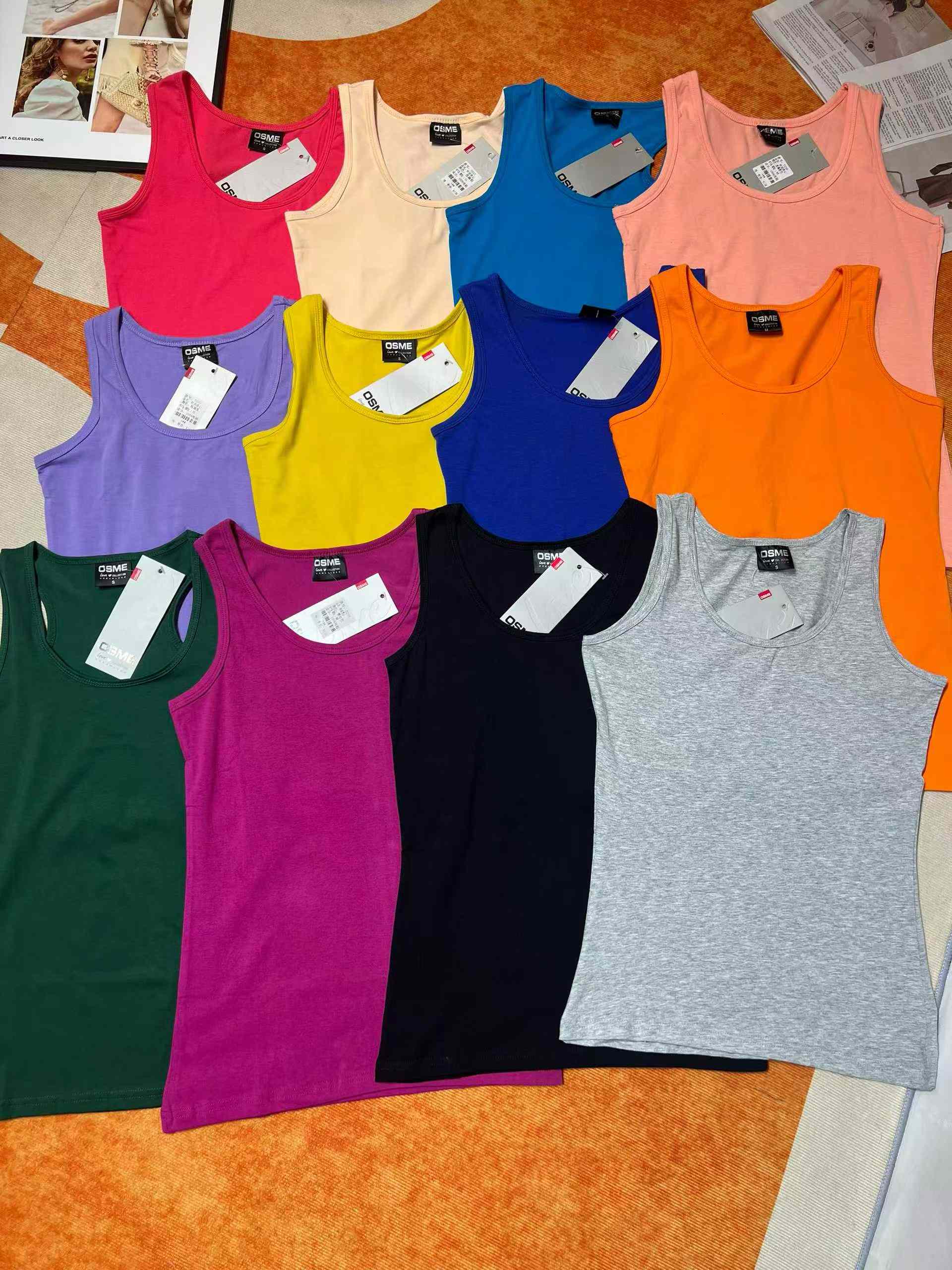 About 2300 Pcs Plain 100% Cotton Women Tank Tops 2026 New Style Sizes S-XXL With Tags Individual Packaging - Image 2