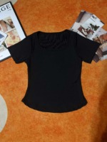 356 Pieces Women's Summer Ice Silk Rib Solid Color U-Neck Curved Hem Slim Fit Short Sleeve T-Shirts (4 Colors, Sizes M-XL) Stock Lot - Image 6