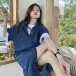 40 Pcs Hong Kong Style Women's Summer Vintage Backless Loose Mid-length Short Sleeve Denim Shirt Dress Stock Lot - Image 7