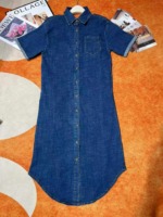 40 Pcs Hong Kong Style Women's Summer Vintage Backless Loose Mid-length Short Sleeve Denim Shirt Dress Stock Lot - Image 5