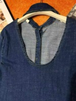 40 Pcs Hong Kong Style Women's Summer Vintage Backless Loose Mid-length Short Sleeve Denim Shirt Dress Stock Lot - Image 2