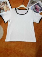85 Pcs Black White Color Block Crew Neck Short Sleeve Slim Fit Women's T-Shirt 2026 Summer Versatile Tops - Image 3