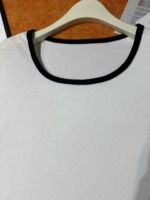 85 Pcs Black White Color Block Crew Neck Short Sleeve Slim Fit Women's T-Shirt 2026 Summer Versatile Tops - Image 2