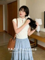 2407 Pieces New Chinese Style Cotton Linen Short Sleeve Blouse for Women 2026 Summer Vintage Frog Button Top for Mamian Skirt - Image 1