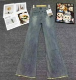 Around 260 Pcs High Quality Spring Autumn American Retro Raw Hem High Waist Flared Floor Length Jeans Bulk Stock - Image 7