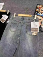 Around 260 Pcs High Quality Spring Autumn American Retro Raw Hem High Waist Flared Floor Length Jeans Bulk Stock - Image 5