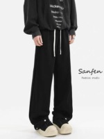 275 Pieces Bulk Stock Cotton Fleece Lined Curved Sweatpants, American Style Baggy Straight Casual Sports Pants - Image 8