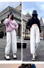 503 Pieces Unisex Pure Cotton Loose Cuffed Harem Sweatpants Casual Sports Joggers For Spring Autumn - Image 9