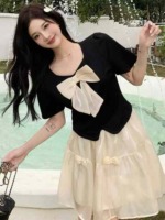 184 Pieces 2026 New French Style Bowknot Slim Fit Summer Short Sleeve T-Shirts Stock Wholesale - Image 6