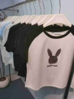 1451 Pieces Women's Patchwork Cotton Summer Short Sleeve Cropped T-Shirts Bulk Stock - Image 6