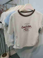 1451 Pieces Women's Patchwork Cotton Summer Short Sleeve Cropped T-Shirts Bulk Stock - Image 5