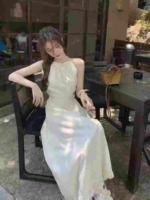 Bulk Clearance 358PCS High Quality Summer French Style Waist-Exposed Slim Fit Dresses S-XL 2 Colors Individual Pack With Hang Tags - Image 1